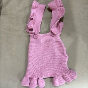 Pink Ruffled Knit Kids One Piece Romper